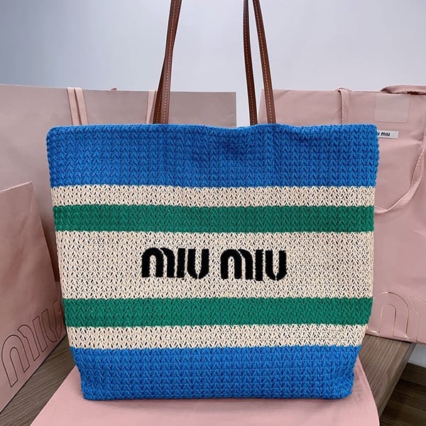 Very popular! Miu Miu fake raffia x cotton tote bag myj88775 Very popular! Miu Miu fake raffia x cotton tote bag myj88775
