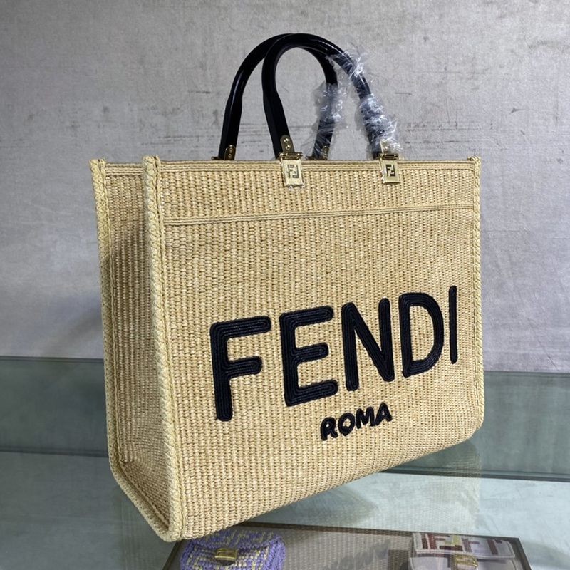 Very popular! Fendi Straw Shopper Sunshine Medium Handbag Replica 8BH386AAYVF1E1I