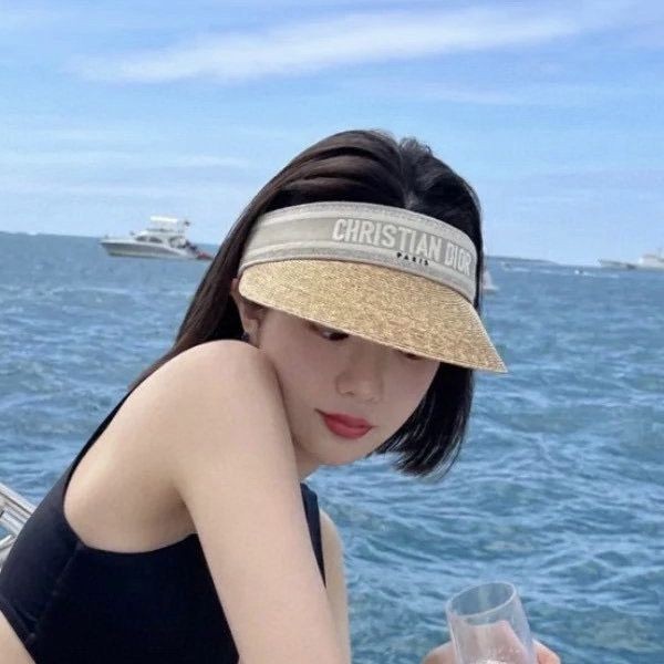 Cute Dior Sun Visor D-NATURAL Gold Replica ded83219