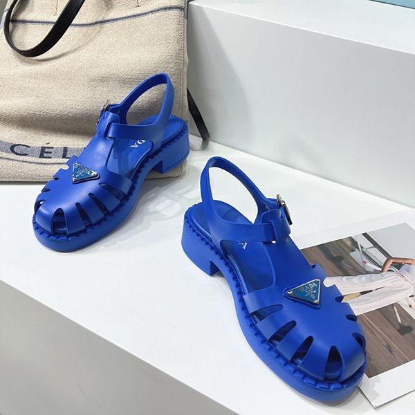 Eye-catching color Prada rubber wedge platform sandals fake puz41356