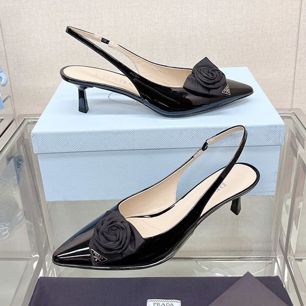 Latest and stylish Prada replica patent leather slingback pumps pue63414