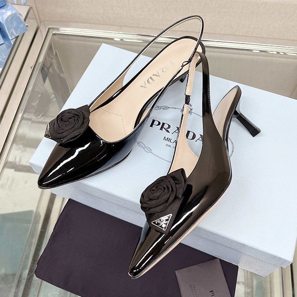 Latest and stylish Prada replica patent leather slingback pumps pue63414