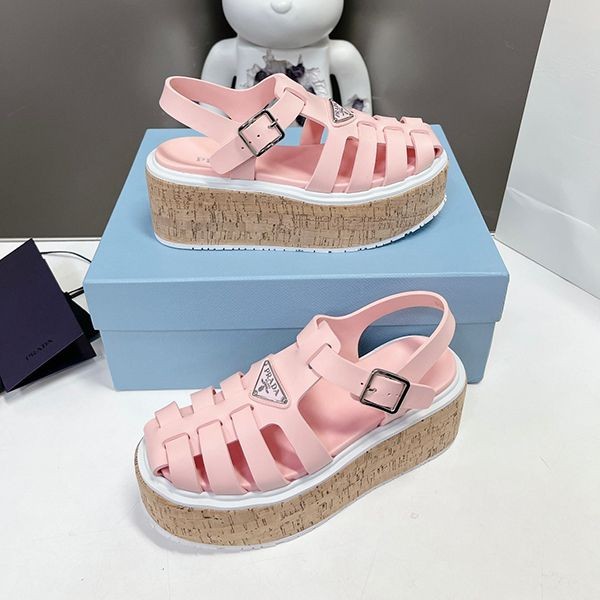 Sold out Prada rubber wedge platform sandals replica puj11548