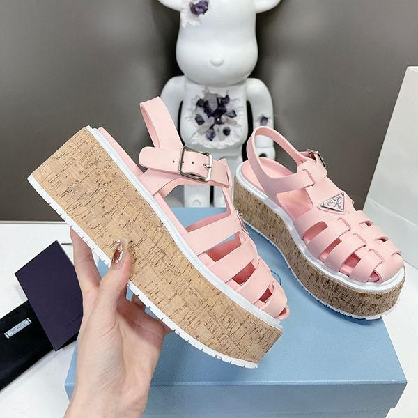 Sold out Prada rubber wedge platform sandals replica puj11548