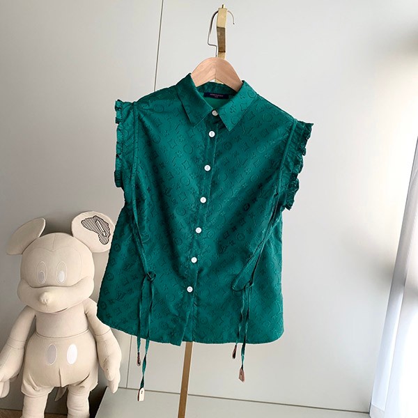 Rare color Louis Vuitton copy Monogram relief gathered blouse 1AA890