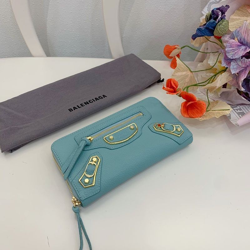 Hard to find Balenciaga round zipper replica long wallet with coin purse/Neo Classic Blue baj52207