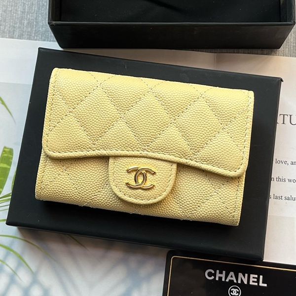 Perfect gift: Chanel mini wallet replica, caviar, light gold hardware, shs80739