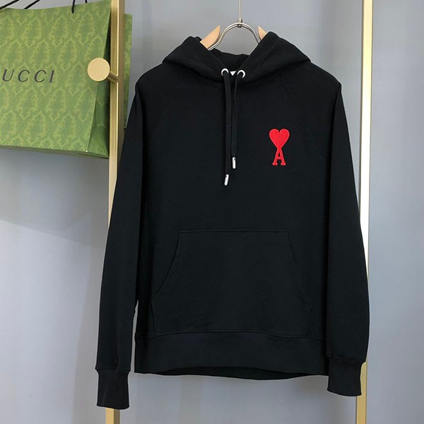 Ami Paris AMI DE COEUR Organic Cotton Hoodie Copy amo45989 Ami Paris AMI DE COEUR Organic Cotton Hoodie Copy amo45989