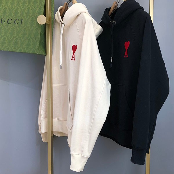 Ami Paris AMI DE COEUR Organic Cotton Hoodie Copy amo45989