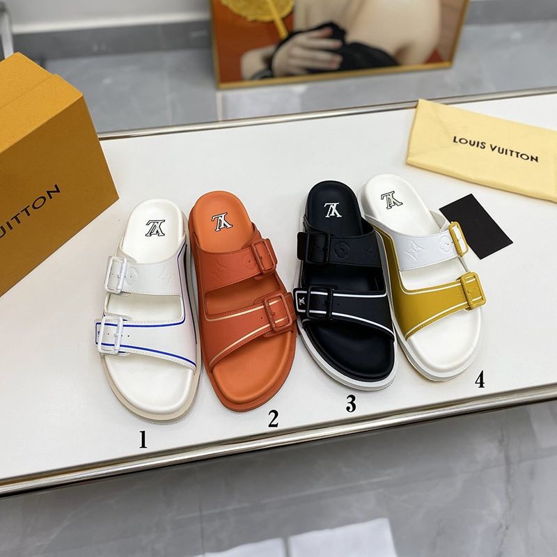 Replica Louis Vuitton Sandals Not Available in Japan LV Trainer Line Monogram Leather 4 Colors vui95677