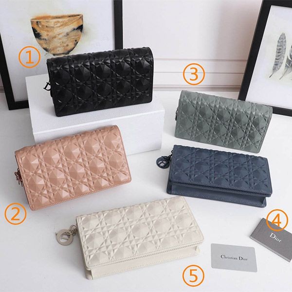 Lady Dior replica pouch, Cannage calfskin, 5 colors, sold out soon der59286