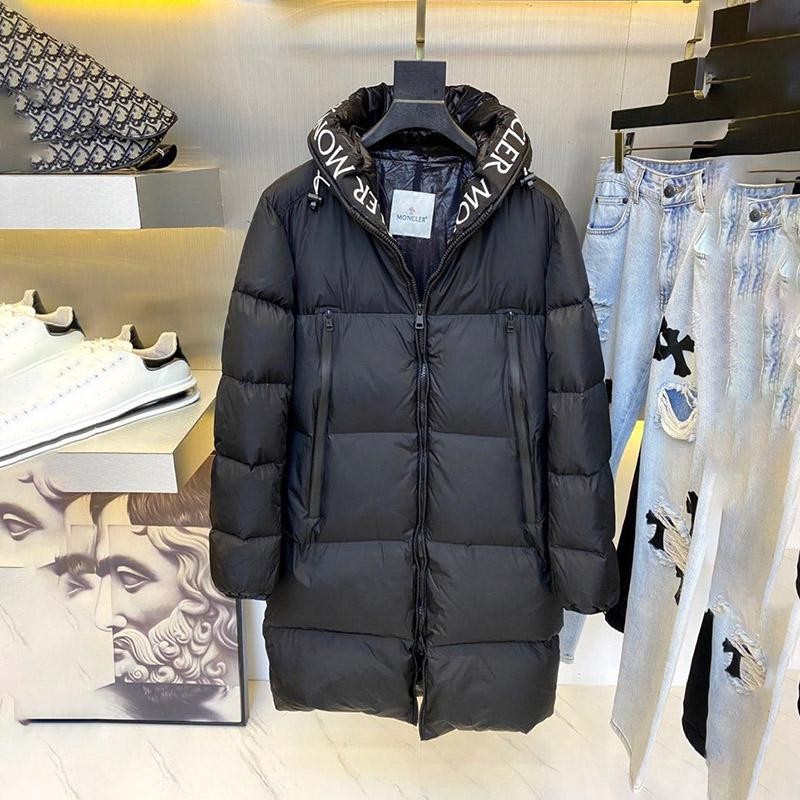 [Free Shipping] Moncler Medium Length Lettering Hooded Down Jacket Replica moh02526