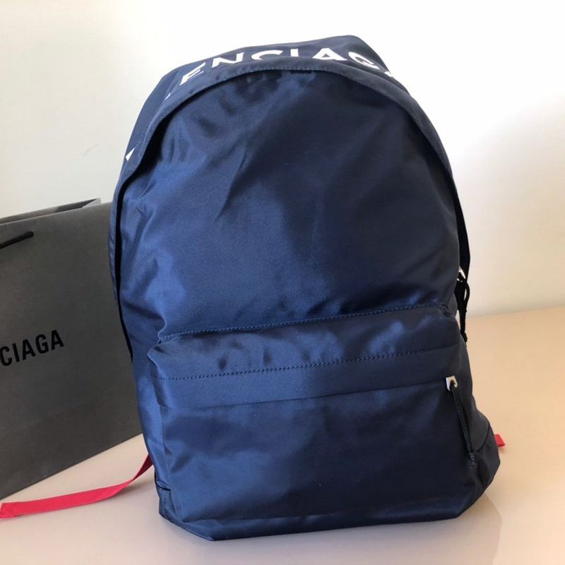 21AW New Balenciaga Wheel Recycled Nylon Backpack Replica Navy bal11035