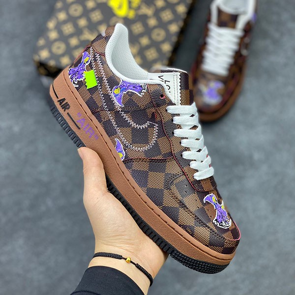 Louis Vuitton x Nike Replica Air Force 1 Low by Virgil Abloh Brown vua94106