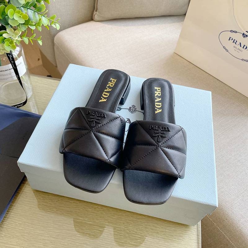 New sale! Popular! Prada Saffiano Leather Slide Sandals Replica pun33769