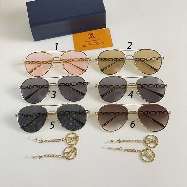 Featured ★ Louis Vuitton Aviator Sunglasses My LV Chain Replica 6 Colors Z1648W