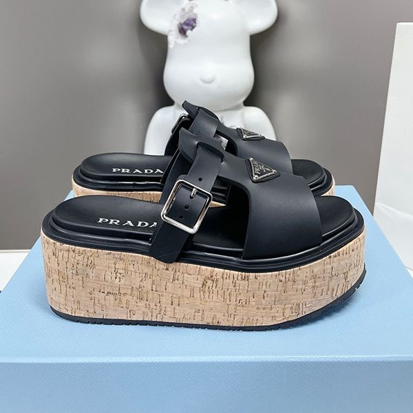 The most popular Prada replica is the Rubber wedge platform sandals puv41665