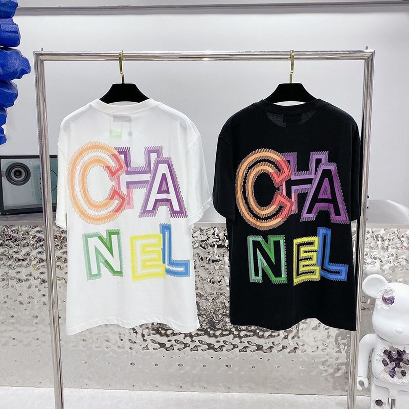 ☆Super popular☆ Chanel T-shirt fake print pret-a-cruise new short sleeve 2 colors shn42675