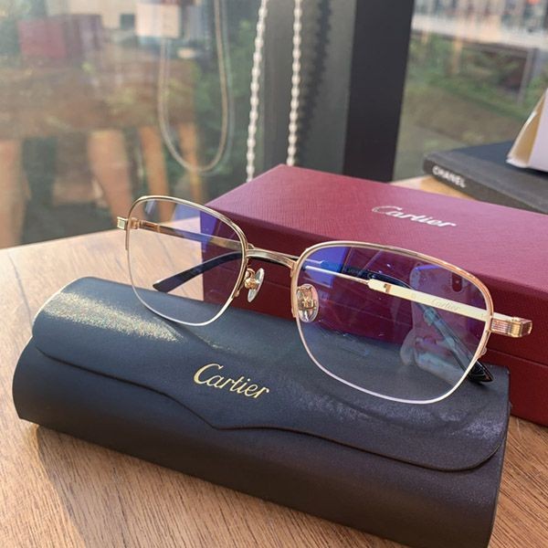 Popularity rising Cartier fake EYEWEAR gold tone square glasses kaw88426