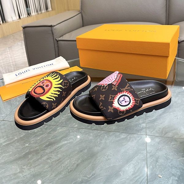 Free shipping Louis Vuitton Yayoi Kusama collaboration sandals pool pillow face shoes fake 1ABD8T