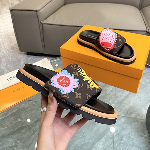Free shipping Louis Vuitton Yayoi Kusama collaboration sandals pool pillow face shoes fake 1ABD8T