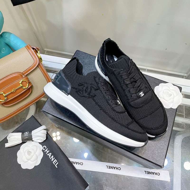 Very popular: Chanel CC logo knit sneakers replica shb22180