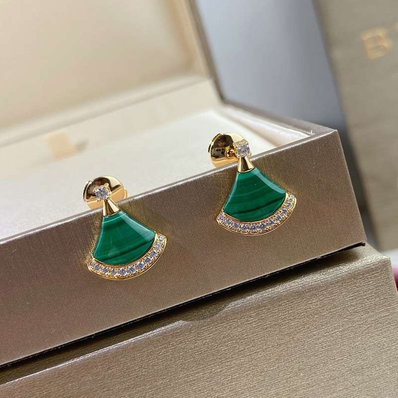 Hard to find! Bulgari replica 18K yellow gold diamond earrings in 3 colors Bue22261