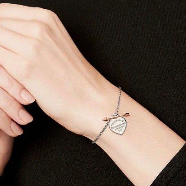 Rare Tiffany Replica Heart Tag Silver Bracelet Tis02604