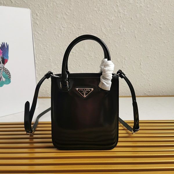 21-22AW [PRADA] Small brushed leather replica tote bag puv49051