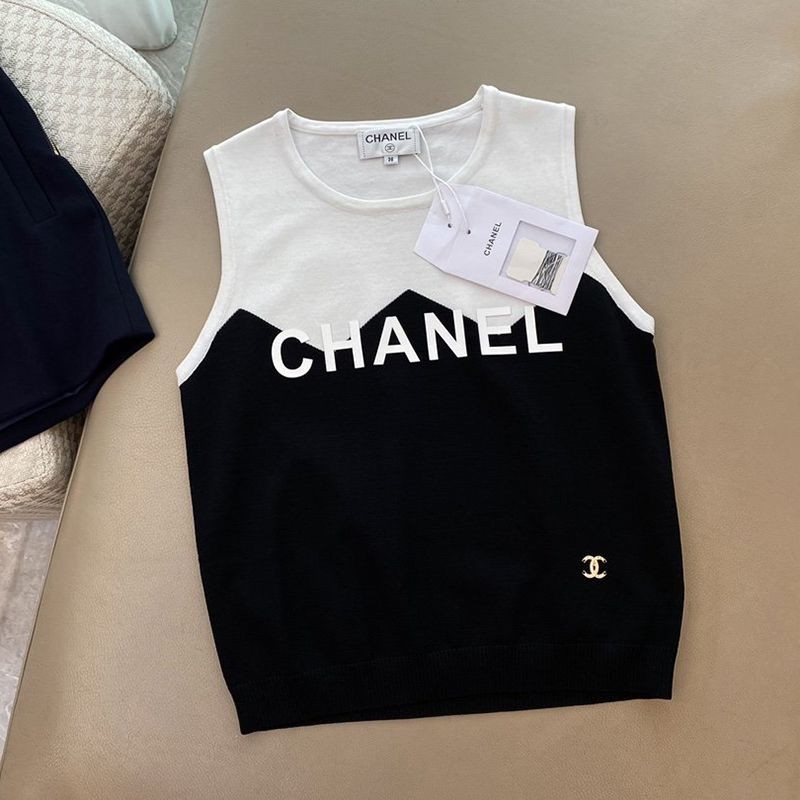 Rare Chanel T-shirt replica cotton white black shz46305