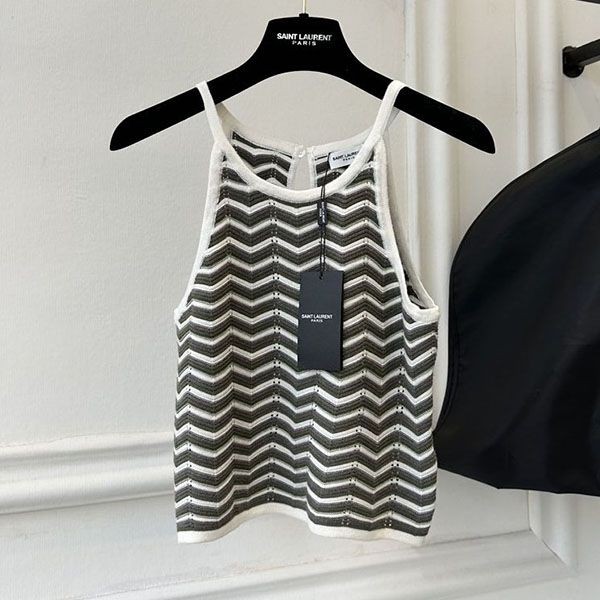 High quality Saint Laurent logo border cotton tank top Say71151 High quality Saint Laurent logo border cotton tank top Say71151