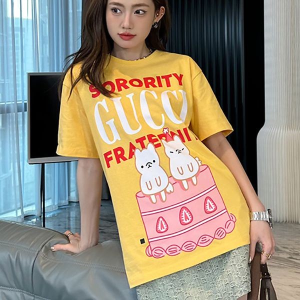 Very popular! Gucci Sorority Gucci Fraternity print copy T-shirt gum67609 Very popular! Gucci Sorority Gucci Fraternity print copy T-shirt gum67609