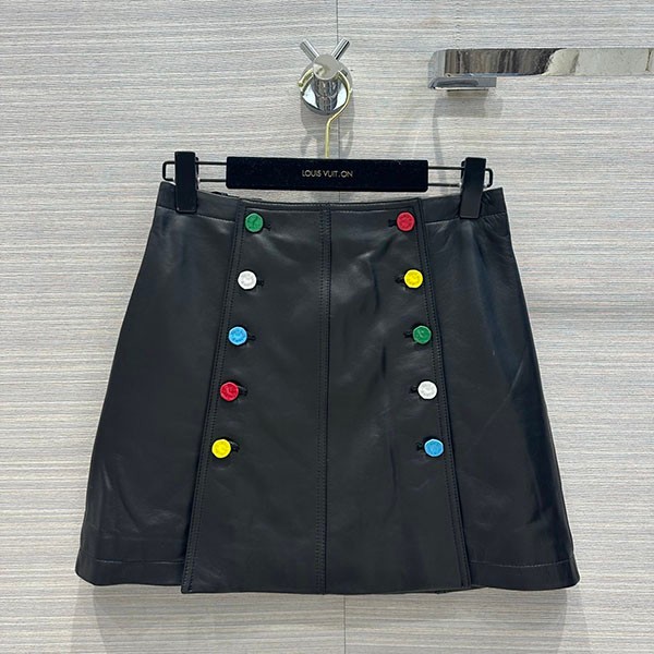 ☆You only have one chance now☆ Louis Vuitton Button Leather Skirt Replica 1AB7U