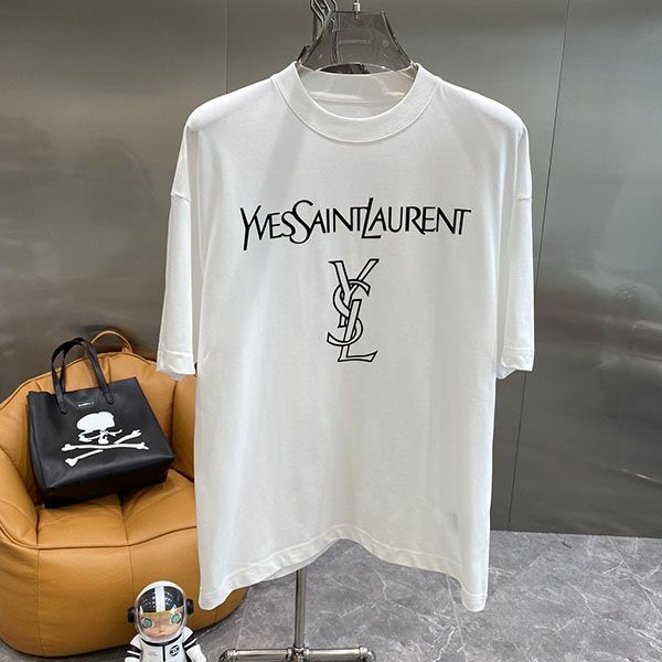Classic Saint Laurent Replica Reverse Logo Short Sleeve T-Shirt Sax51589 Classic Saint Laurent Replica Reverse Logo Short Sleeve T-Shirt Sax51589