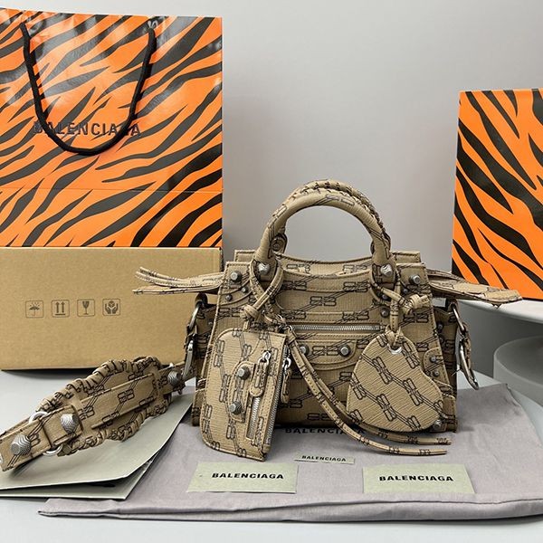 Nice Balenciaga BB Monogram Denim Handbag Replica ban03445