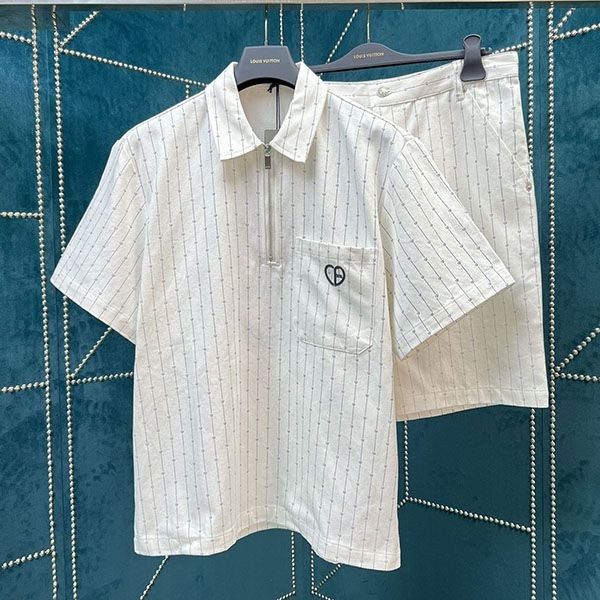 Dior White Cotton Denim T-shirt Fake Top and Bottom Set dek11725 Dior White Cotton Denim T-shirt Fake Top and Bottom Set dek11725