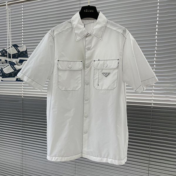 Best Price Prada Renylon Short Sleeve Shirt Replica Logo pun08465