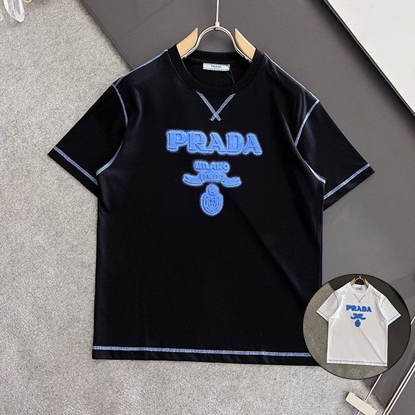 Secured Prada Replica Embossed Logo Cotton T-Shirt 2 Colors puj65769 Secured Prada Replica Embossed Logo Cotton T-Shirt 2 Colors puj65769