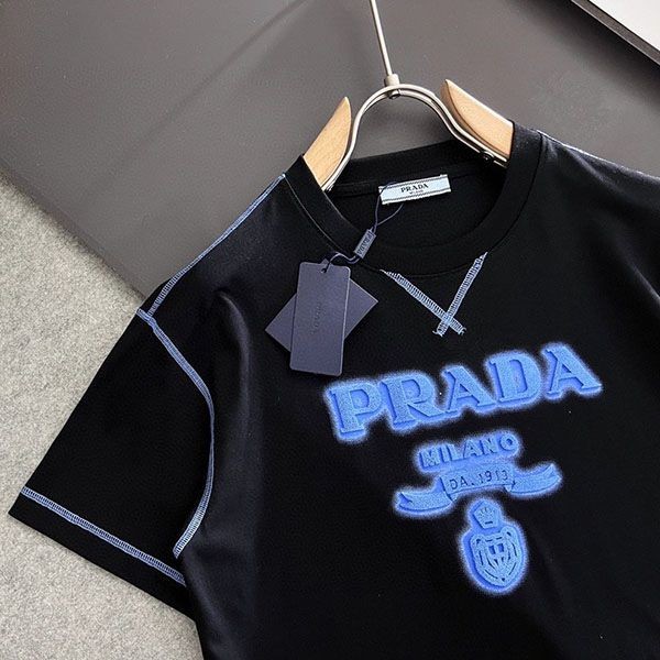 Secured Prada Replica Embossed Logo Cotton T-Shirt 2 Colors puj65769