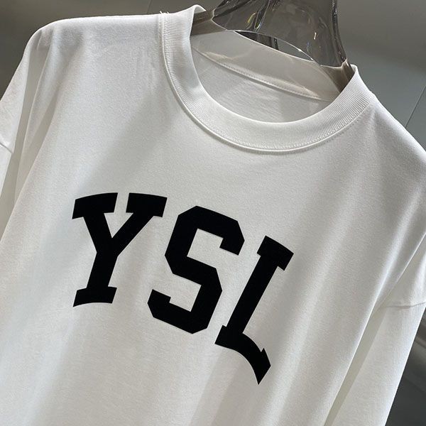 Recommended Yves Saint Laurent Replica Cotton Logo T-Shirt White 672370Y36JG9766