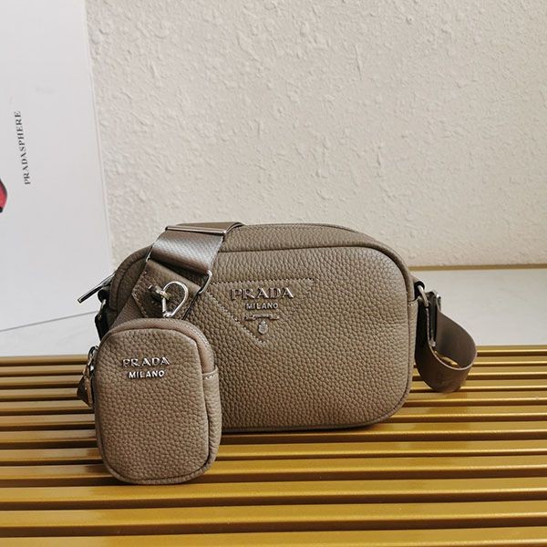 Prada leather shoulder bag replica with mini pouch pur26146