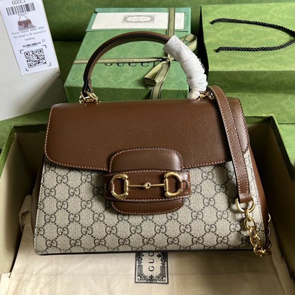 Classic Gucci replica [Horsebit 1955] grey leather handbag gue75870