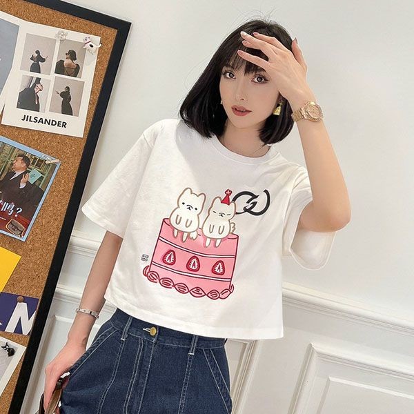 No. 1 in total sales! Gucci x Kawaii Cat Print T-shirt Replica guu81190 No. 1 in total sales! Gucci x Kawaii Cat Print T-shirt Replica guu81190