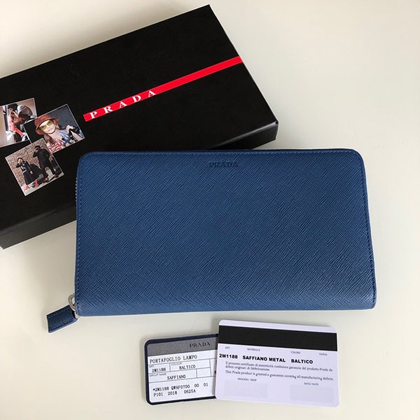 [Very easy to use] Prada Saffiano replica metal logo long wallet pui41263