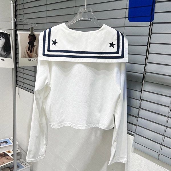 Miu Miu embroidered logo sailor collar cropped replica myw91174