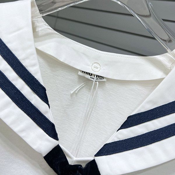Miu Miu embroidered logo sailor collar cropped replica myw91174