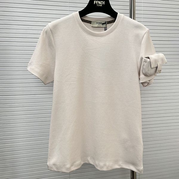Latest and fashionable Fendi Baguette FF buckle cotton T-shirt fake feu76258 Latest and fashionable Fendi Baguette FF buckle cotton T-shirt fake feu76258