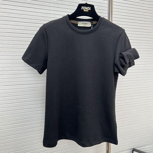 Cute Fendi replica Baguette FF buckle cotton T-shirt feg90485 Cute Fendi replica Baguette FF buckle cotton T-shirt feg90485