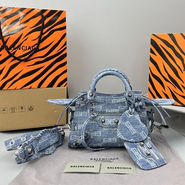 Easy to use Balenciaga BB Monogram Denim Handbag Replica bai78766