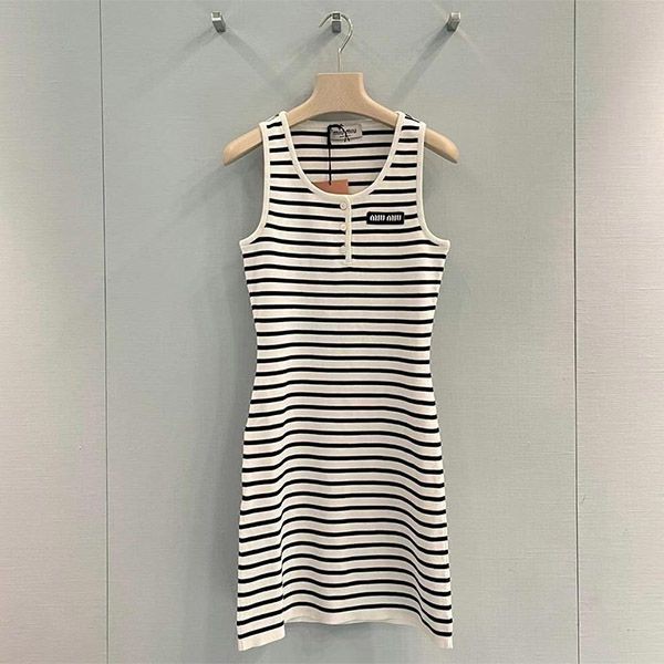 Miu Miu logo striped knit mini dress myo69052 Miu Miu logo striped knit mini dress myo69052